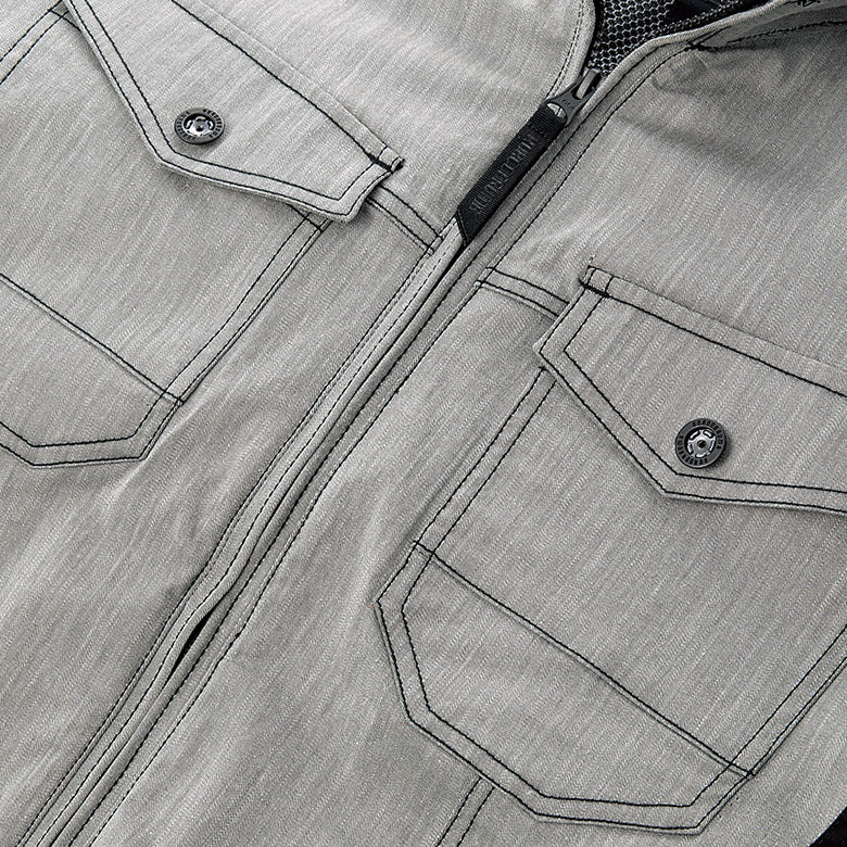 左右胸雨蓋ドットボタン付ポケット