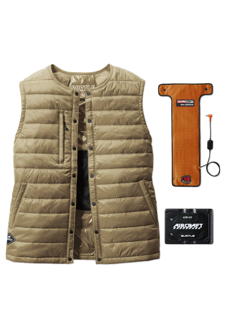セット内容:TC500 電熱パッド、AC09バッテリー、バートル 3254ベスト- ライトキャメル