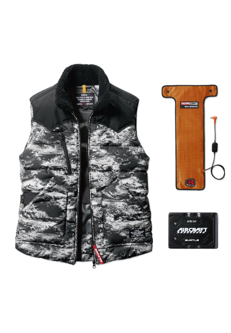 セット内容:TC500 電熱パッド、AC09バッテリー、バートル 5024ベスト- ブラックウッド