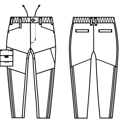 カーゴパンツ フロント・バックのイラスト