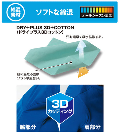 TS DESIGN 1055 藤和 ドライプラス3D 綿混半袖Ｔシャツ  廃番在庫限り