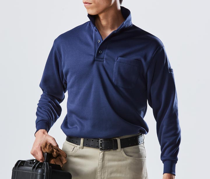 HOOH 236 鳳皇 裏フリース長袖ポロシャツ【秋冬用】- 作業服の