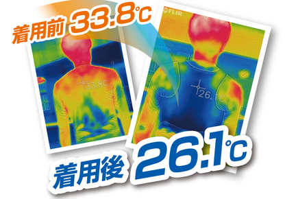 着用前33.8℃⇒着用後26.1℃
