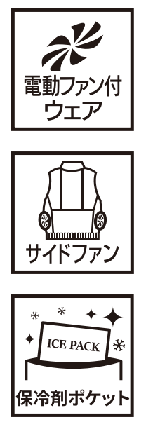 電動ファン付ウェア、サイドファン、保冷剤ポケット