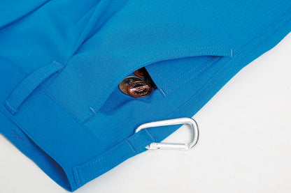 右ポケット内コインポケット&カラビナループ付 ブルー
※カラビナは付いておりません。