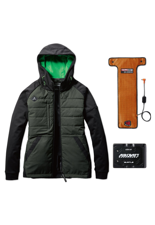 セット内容:TC500 電熱パッド、AC09バッテリー、バートル 3220ジャケット-ブラック