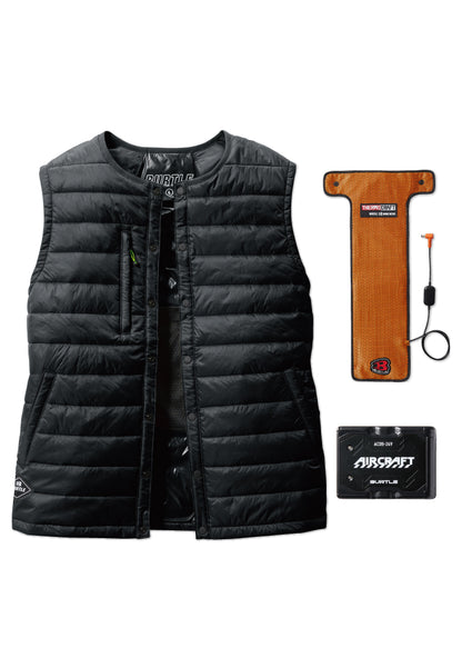 セット内容：TC500 電熱パッド、AC09バッテリー、バートル 3254ベスト-ブラック