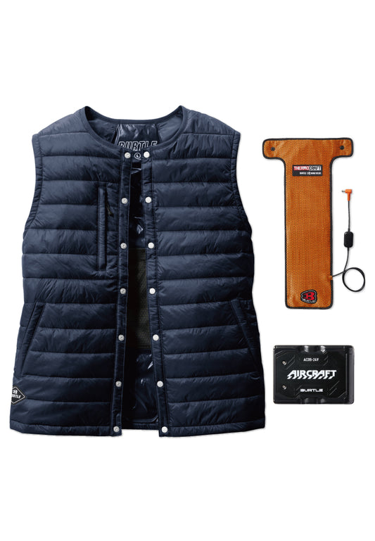 セット内容:TC500 電熱パッド、AC09バッテリー、バートル 3254ベスト-ネイビー