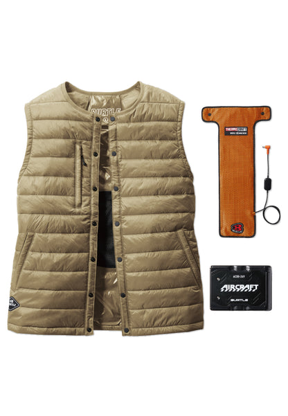 セット内容：TC500 電熱パッド、AC09バッテリー、バートル 3254ベスト- ライトキャメル