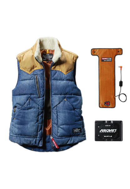 セット内容：TC500 電熱パッド、AC09バッテリー、バートル 5004ベスト- インディゴ