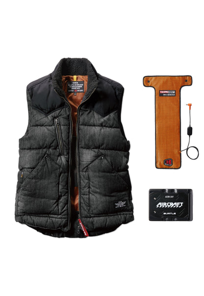 セット内容：TC500 電熱パッド、AC09バッテリー、バートル 5004ベスト- ブラック