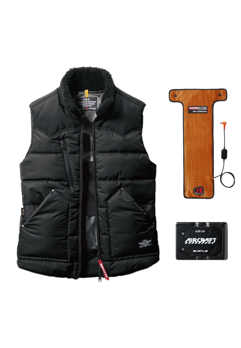 セット内容：TC500 電熱パッド、AC09バッテリー、バートル 5024ベスト- ブラック