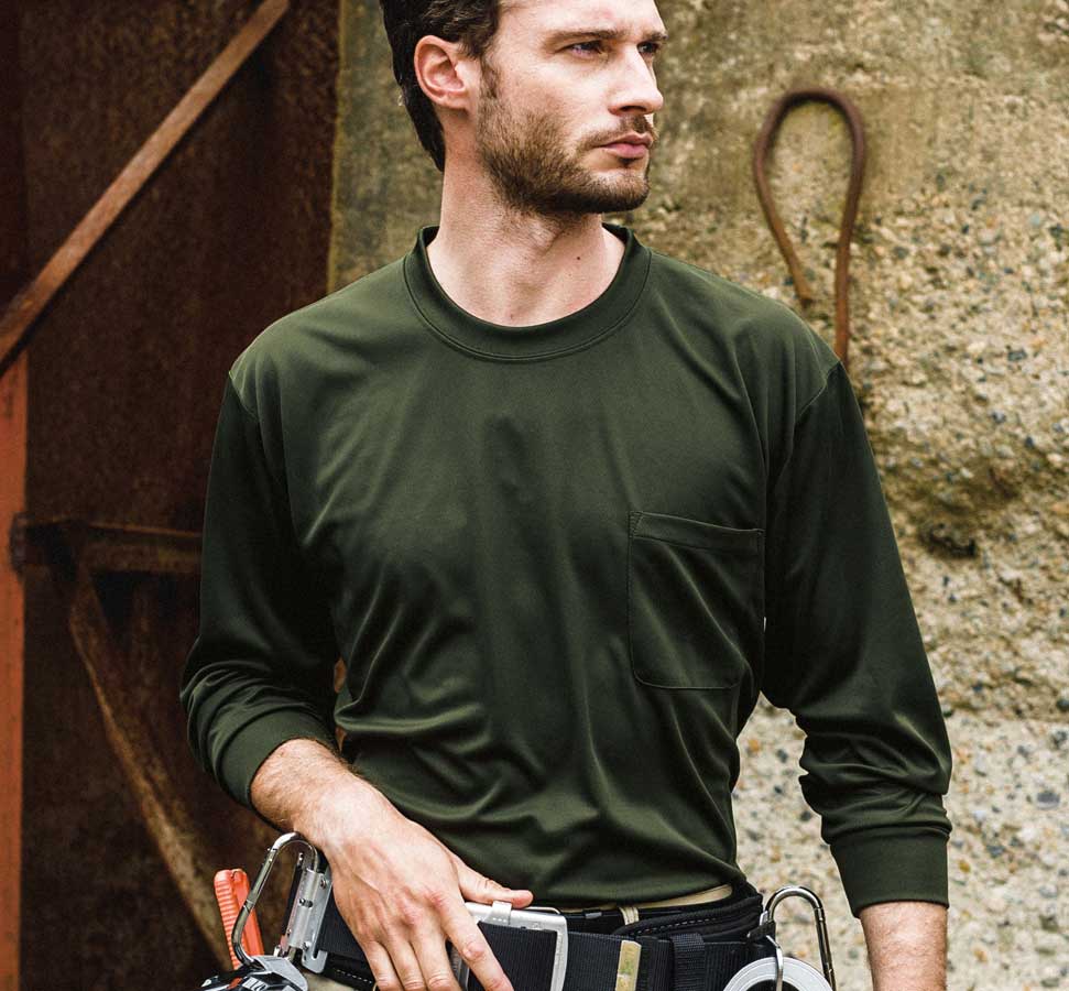SOWA 50384 桑和 ハニカムメッシュ長袖Tシャツ（胸ポケット付）S〜8L