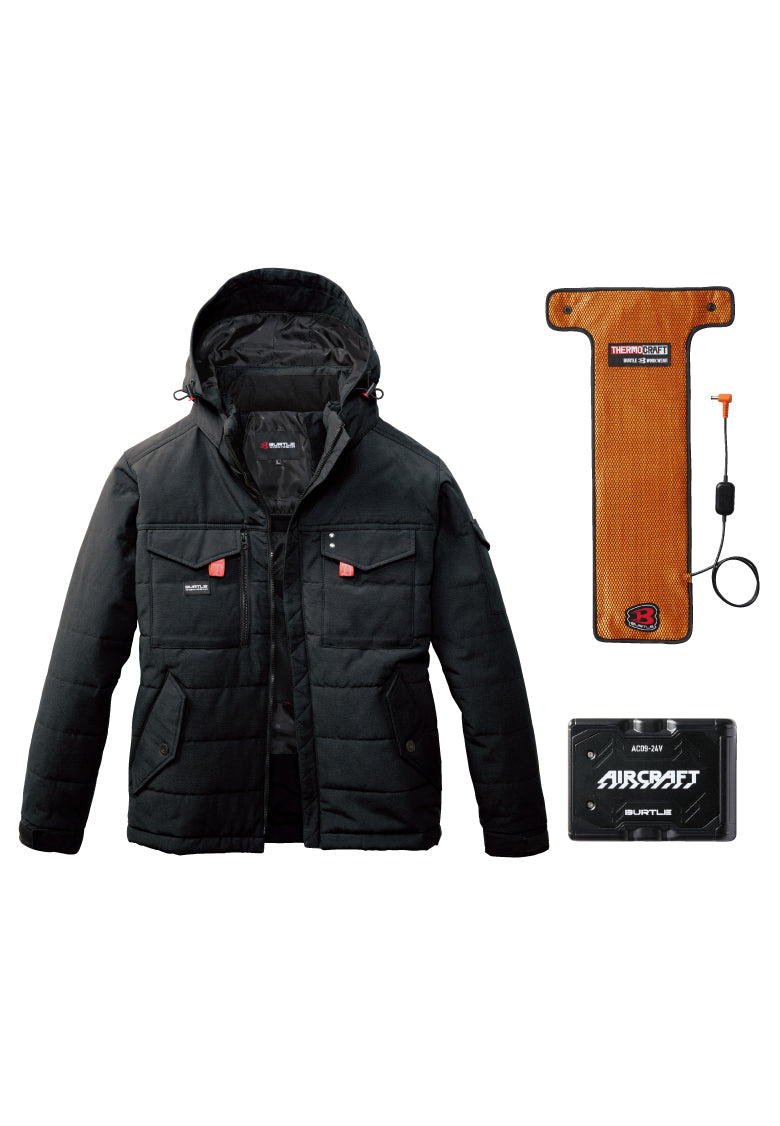 セット内容：TC500 電熱パッド、AC09バッテリー、バートル 5050ジャケット- ブラック