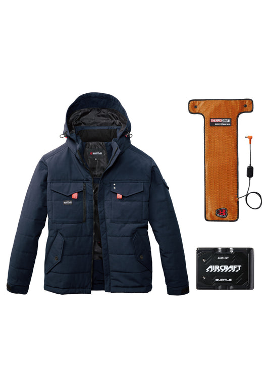 セット内容：TC500 電熱パッド、AC09バッテリー、バートル 5050ジャケット- ネイビー