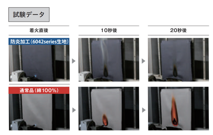 防炎加工（6042series生地）試験データ
