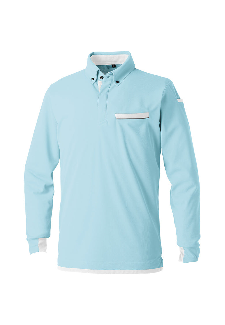 SOWA 7335-50 桑和 エコ 長袖ボタンダウンポロシャツ(胸ポケット付き