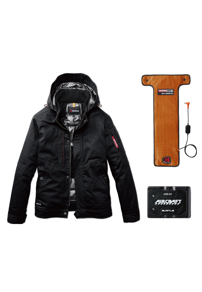 セット内容：TC500 電熱パッド、AC09バッテリー、バートル 8210ジャケット- ブラック