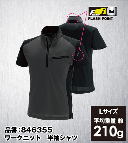 TS DESIGN 846355 藤和 フラッシュ ドライメッシュ 半袖ジップシャツ【春夏用】