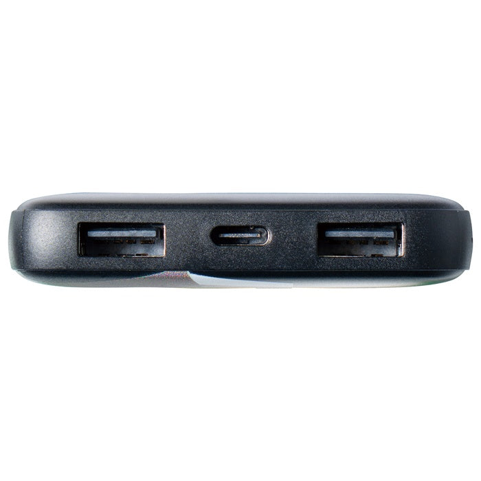 ①USB-Cタイプ×1ポート（入力/出力）
②USB-Aタイプ×2ポート（出力）
③（側面）microUSBタイプ×1ポート（入力）