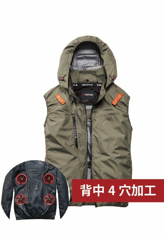 背中4穴追加済み空調ウェア カーキ バックスタイルはイメージです