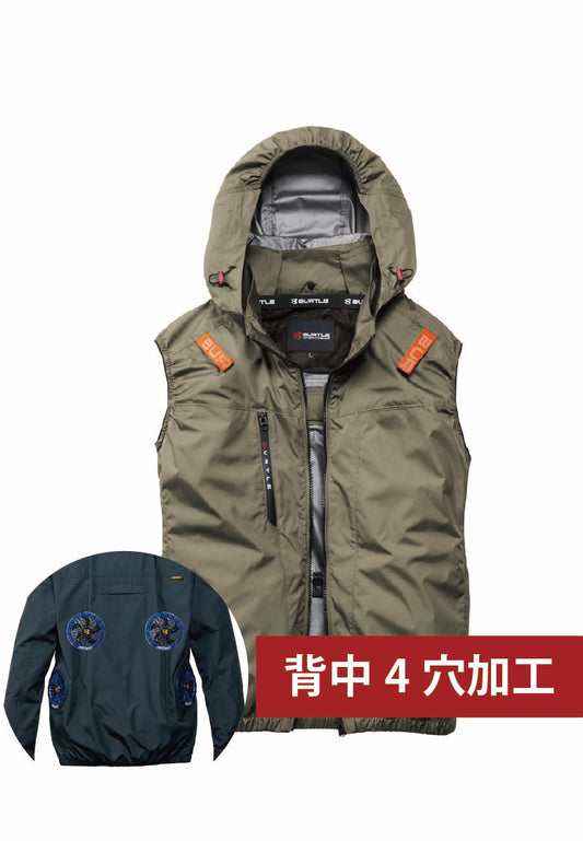 背中4穴追加済み空調ウェア カーキ バックスタイルはイメージです