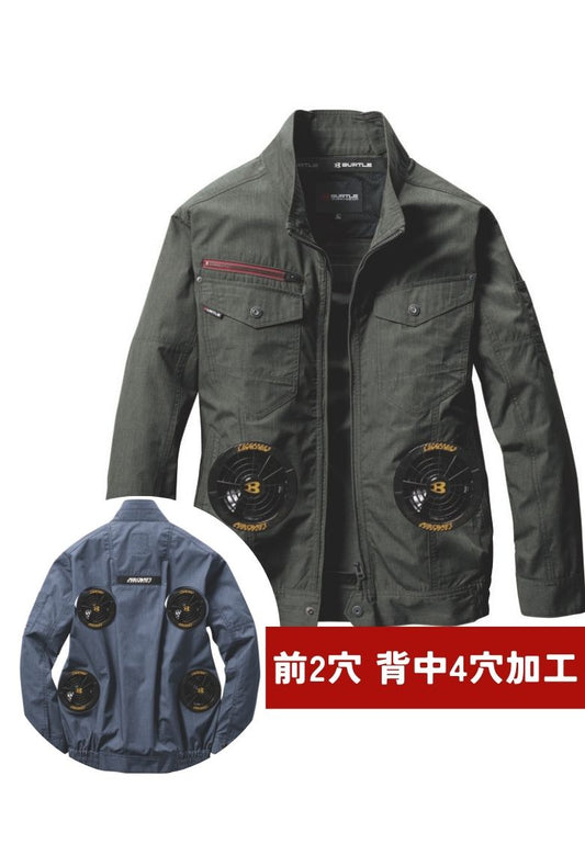 前2穴＋背中2穴追加済み空調ウェア オリーブグレー