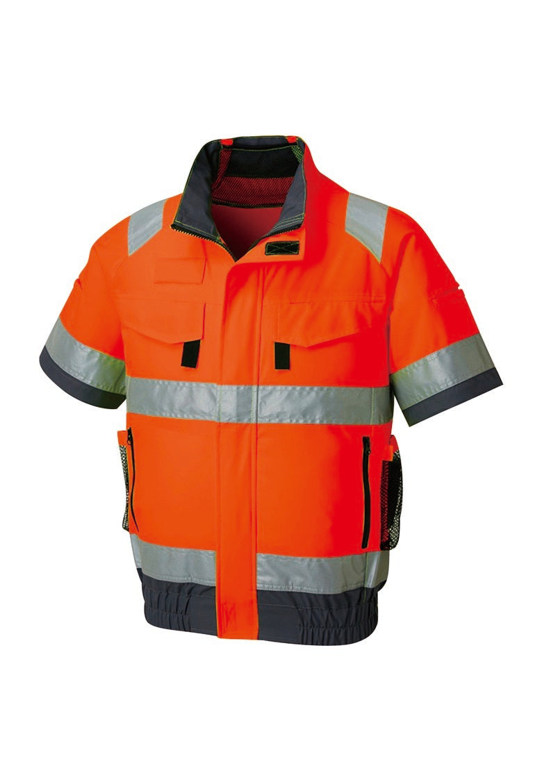 サンエス KF92520G 空調風神服(R) フルハーネス対応 Hi-Vis 高視認 半袖ブルゾン S～6L