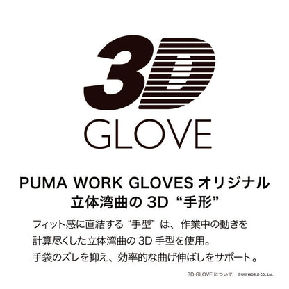 PUMA WORK GLOVESオリジナル
立体湾曲の３D“手型”
