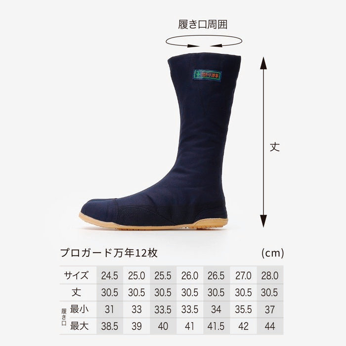 マルゴ プロガード万年 12枚コハゼ 紺 サイズ表