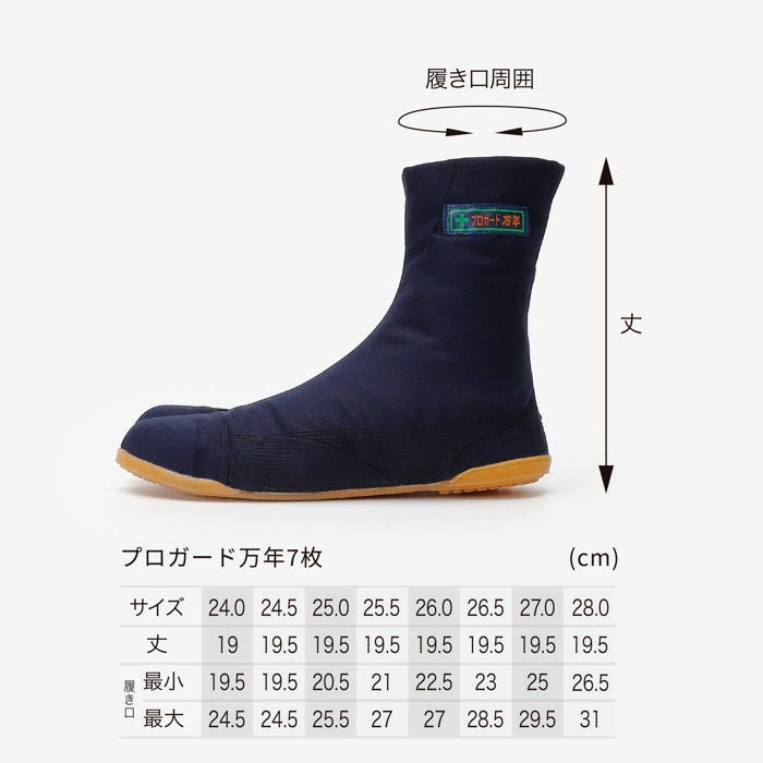 マルゴ プロガード万年 7枚コハゼ 紺 サイズ表