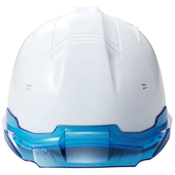 ヘルメット：白、バイザー：タイプAブルー（後面）