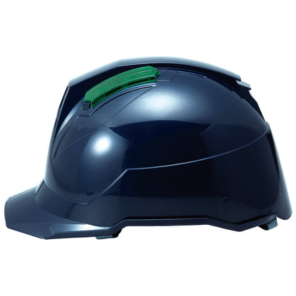 ヘルメット：L黒、通気孔カバー：クリアグリーン（前面）