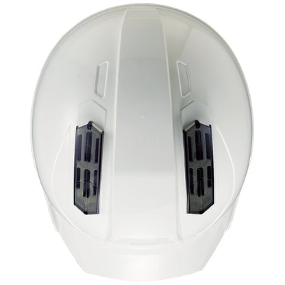 ヘルメット：ロイヤルホワイト、通気孔カバー：スモーク（上面形状）