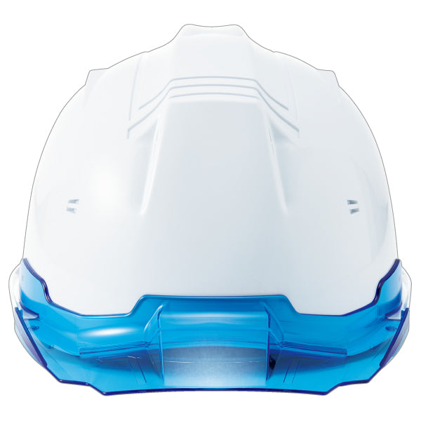 ヘルメット：白、バイザー：ブルー（前面）