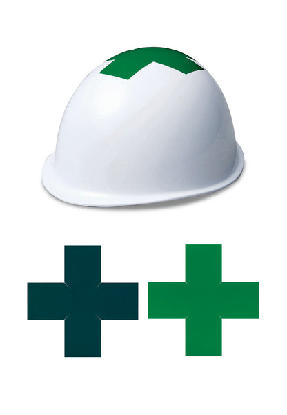 ヘルメット天井ミドリ十字テープ 貼り付け代 1か所 105mm [上部]