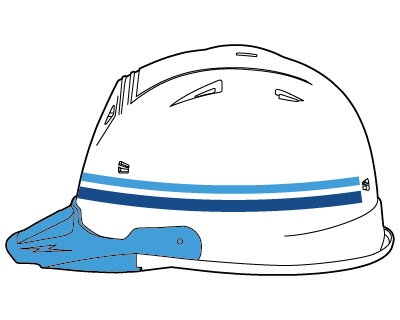 ヘルメットラインテープ 7mm幅と10mm幅の組み合わせイメージ図