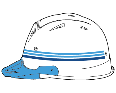 ヘルメットラインテープ 5mm幅と5mm幅と7mm幅の組み合わせイメージ図