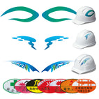 ヘルメットのシール貼り付け加工の詳細画像