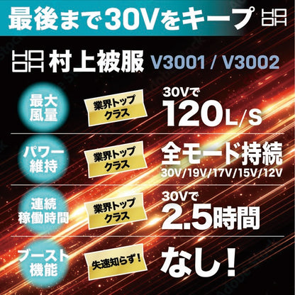 村上被服 V3003 HOOH 快適ウェア用バッテリーのみ [V3001シリーズ] [30V] [2026年モデル]